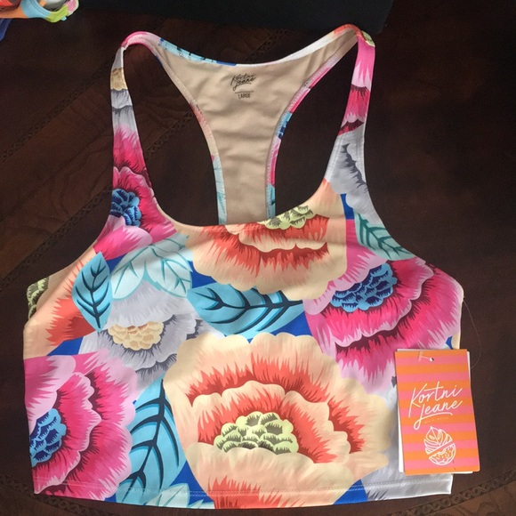 Sold L oversized floral racer nwt FSOT - Picture 1 of 2